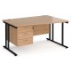 Maestro Cantilever Leg Wave Desk with Three Drawer Pedestal